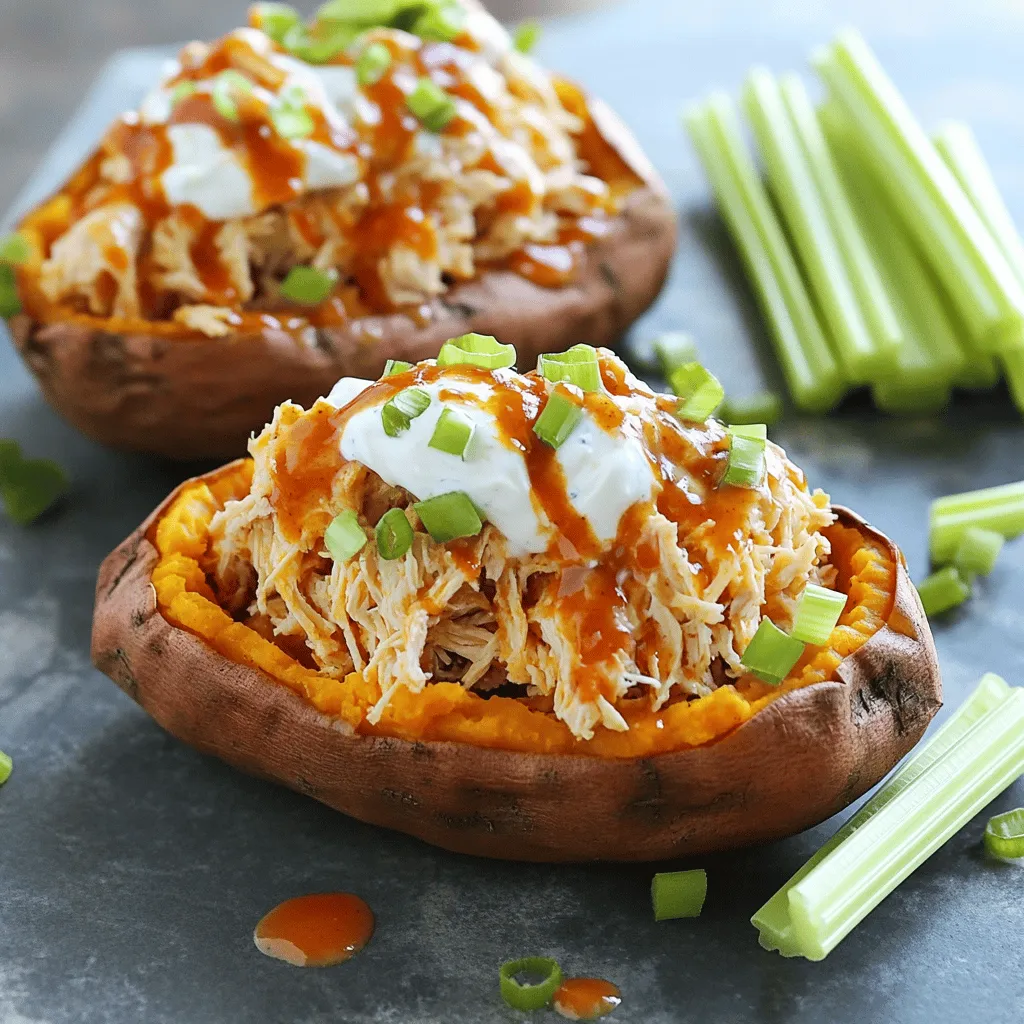 Buffalo Chicken Stuffed Sweet Potatoes Tasty and Easy