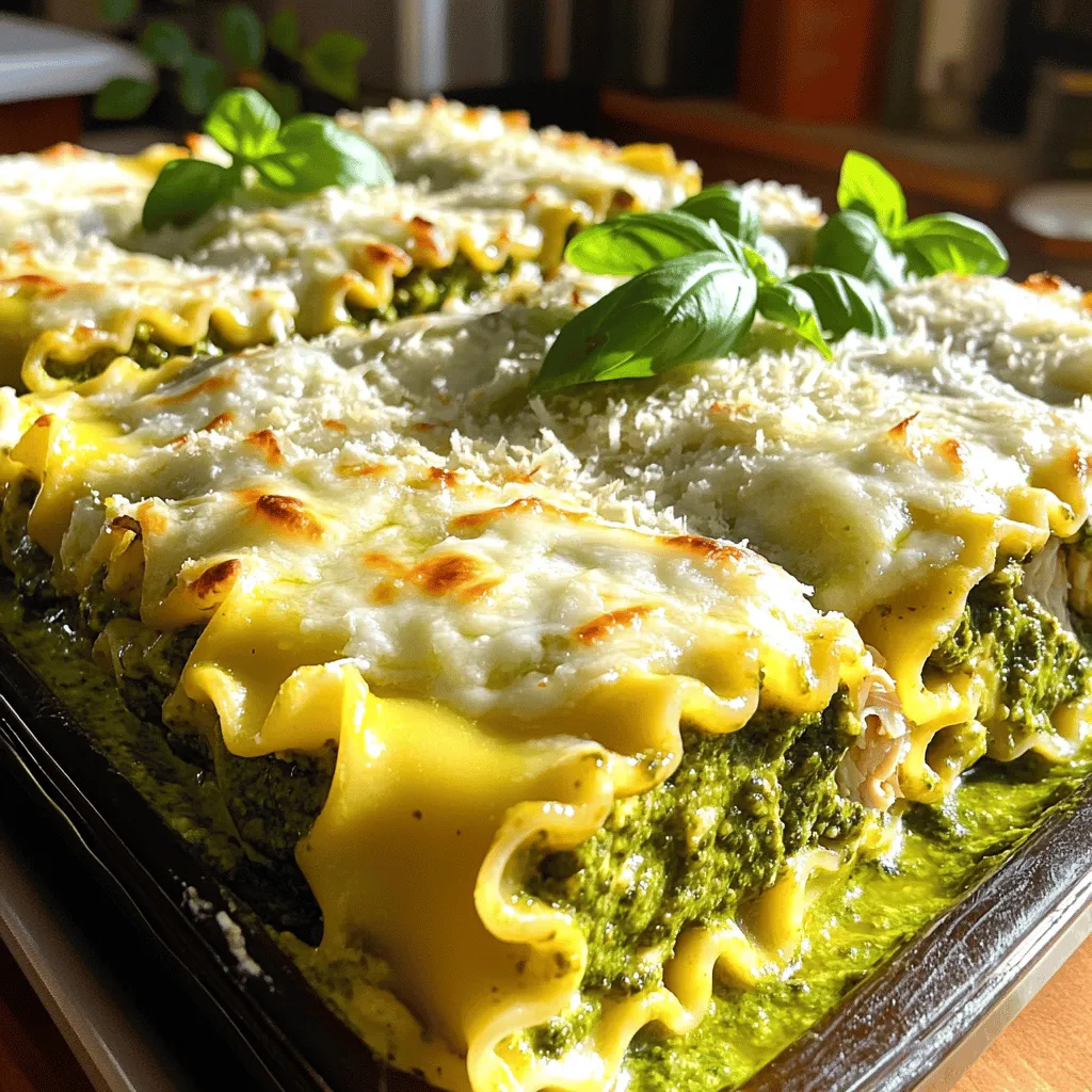 Creamy Pesto Chicken Lasagna Roll-Ups Savory Delight
