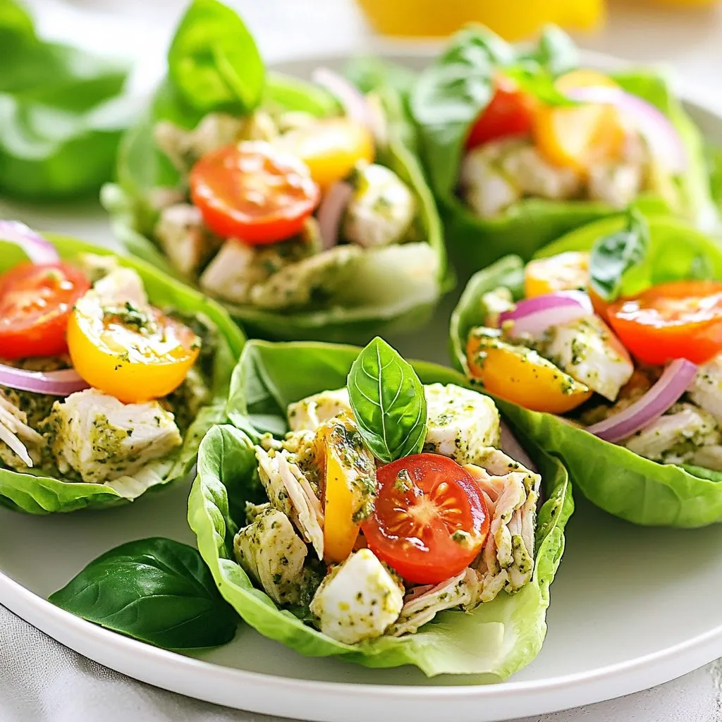 Pesto Chicken Salad Lettuce Cups Fresh and Tasty Meal
