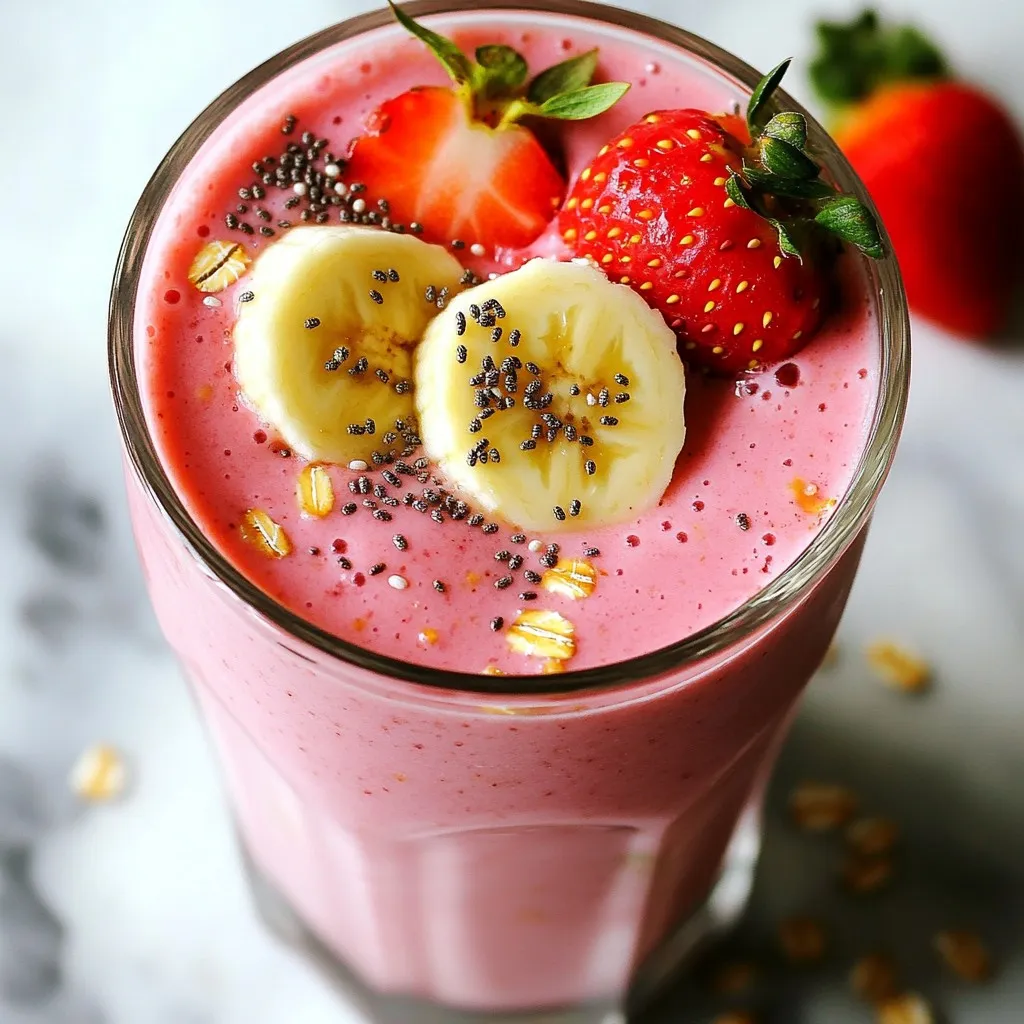 Strawberry Banana Oat Smoothie Refreshing and Healthy