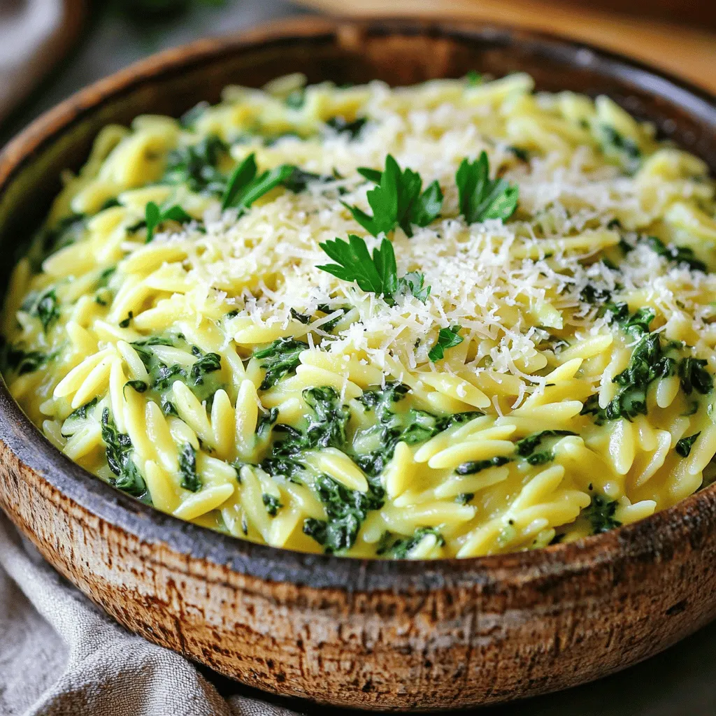 Creamy Spinach Parmesan Orzo Flavorful and Simple Dish