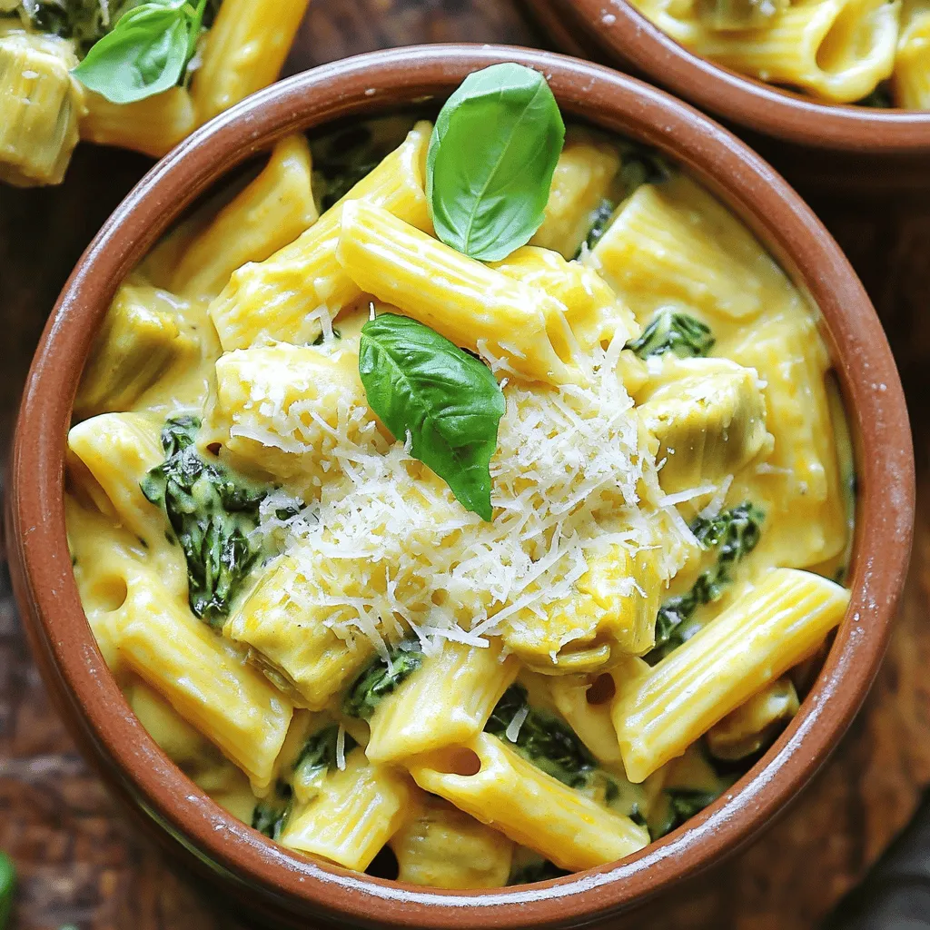 Slow Cooker Cheesy Spinach Artichoke Pasta Delight