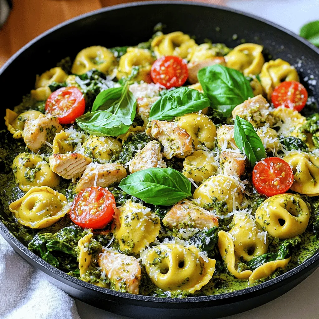 Creamy Pesto Chicken Tortellini Skillet Delight