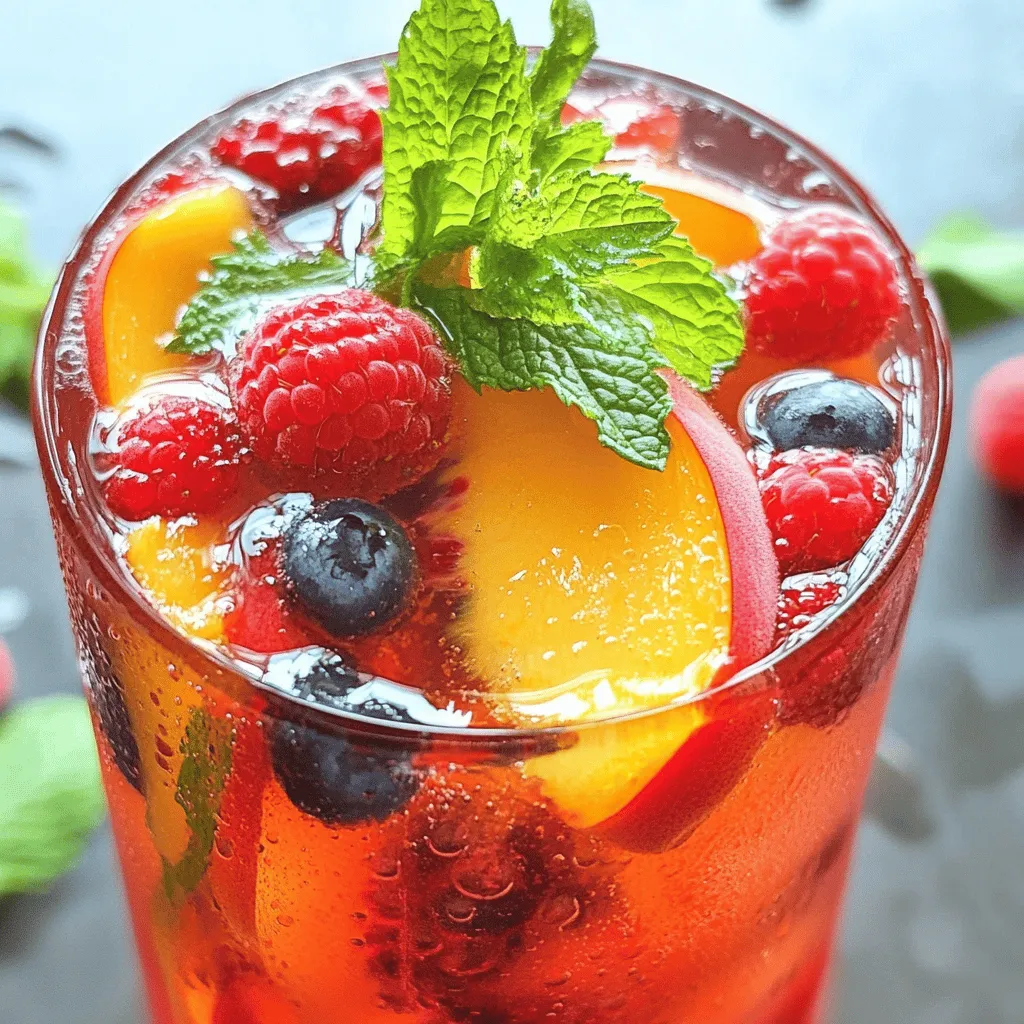 Peach Berry Iced Tea Refreshing Summer Beverage Delight