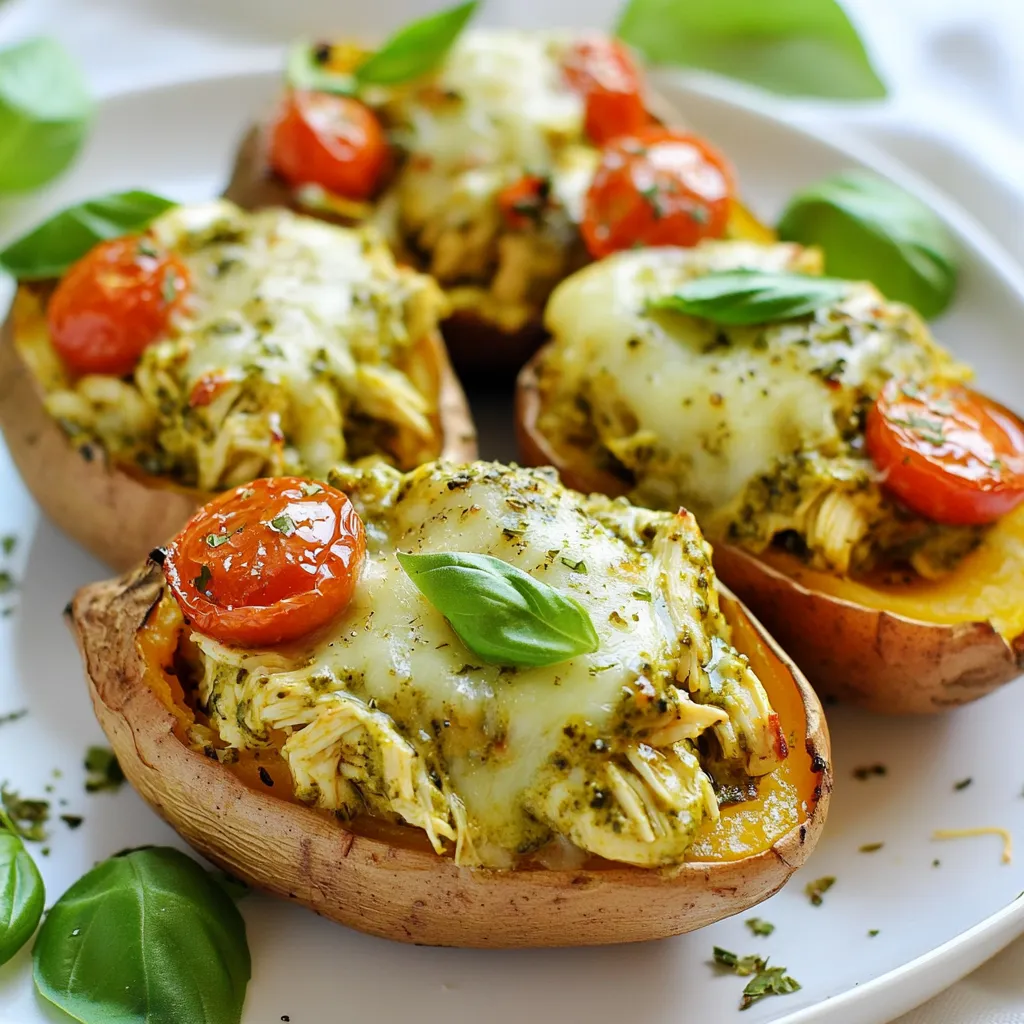 Pesto Chicken Stuffed Sweet Potatoes Flavorful Recipe