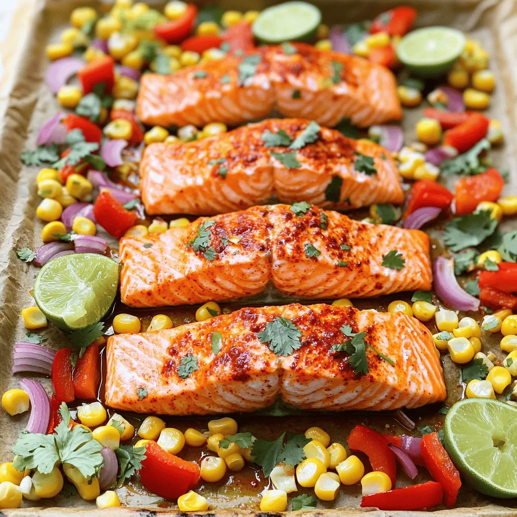 Savory Sheet Pan Chili Lime Salmon &#038; Corn Delight
