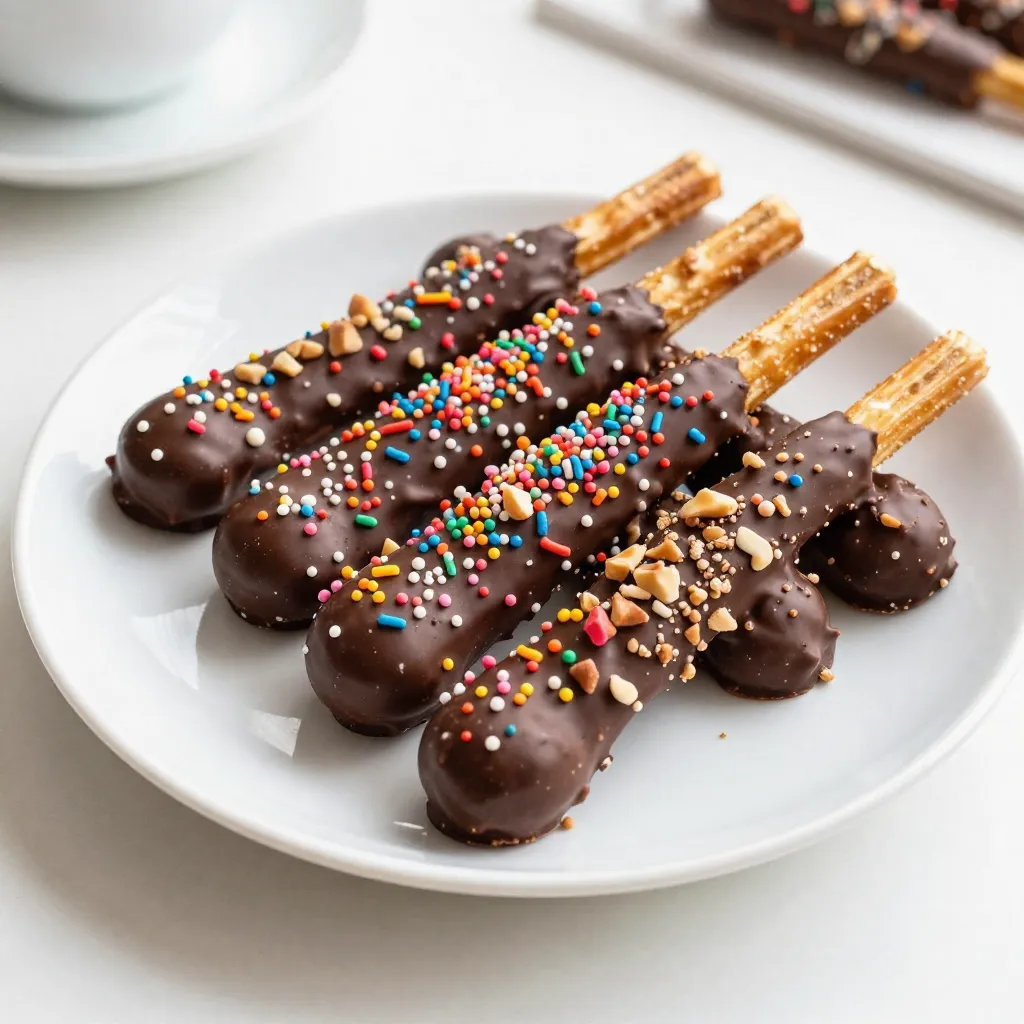 Chocolate Dipped Pretzel Rods Tasty Homemade Treats