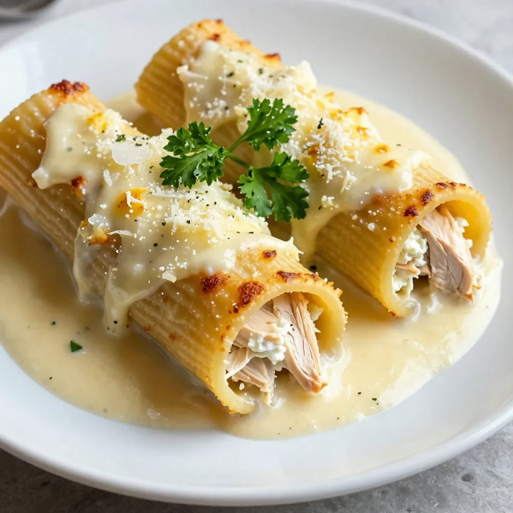Chicken Alfredo Stuffed Manicotti Savory Delight