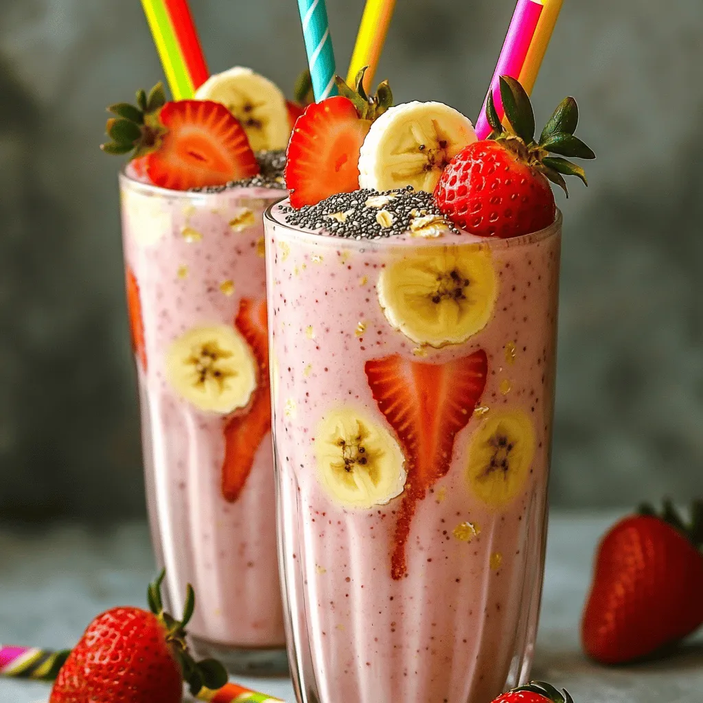 Strawberry Banana Oat Smoothie Energizing Breakfast Drink