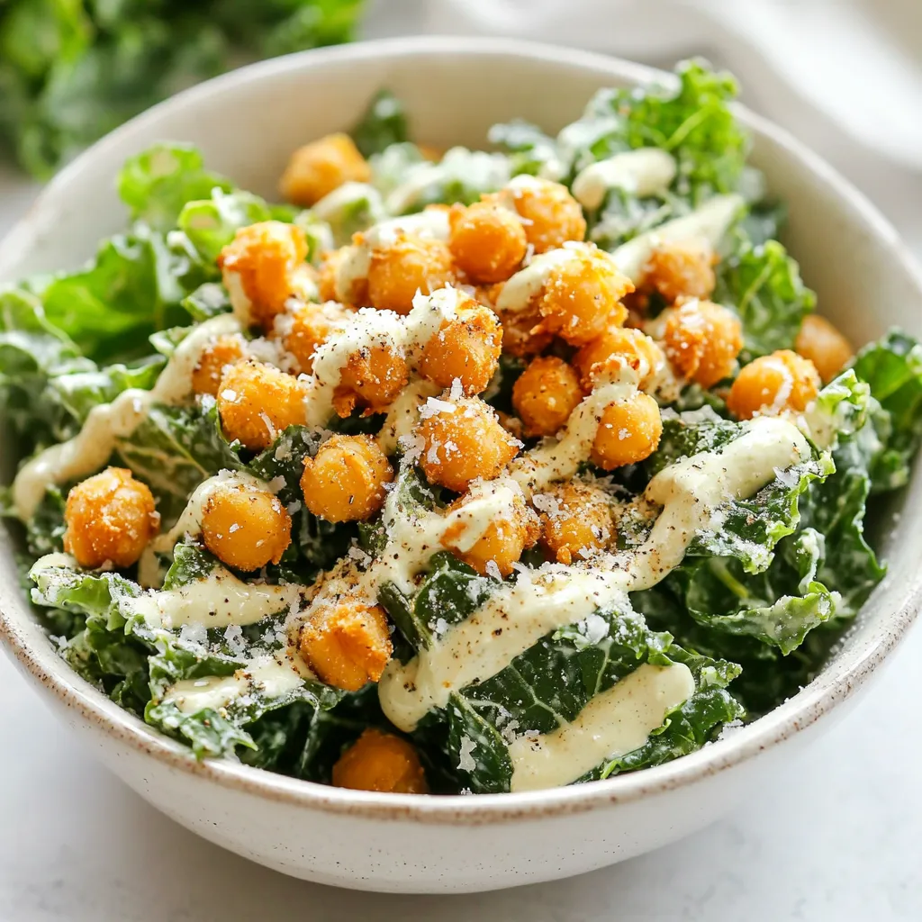 Kale Caesar Salad with Crispy Chickpeas Delight