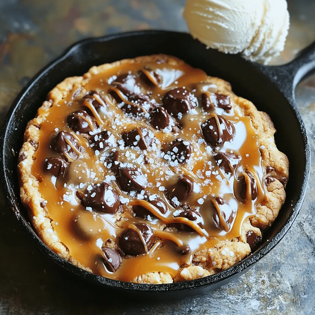 Caramel Pretzel Chocolate Chip Cookie Skillet Delight
