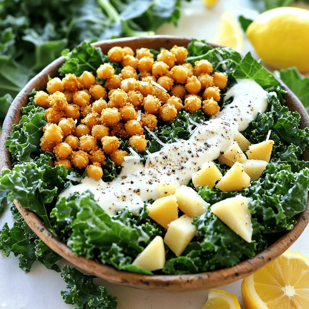 Kale Caesar Salad with Crispy Chickpeas Delight
