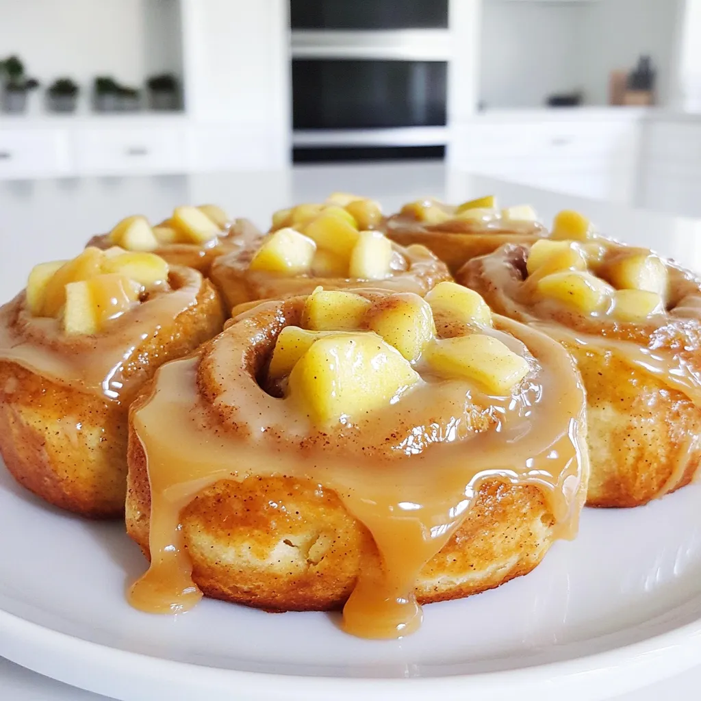 Caramel Apple Cinnamon Rolls with Cream Cheese Glaze