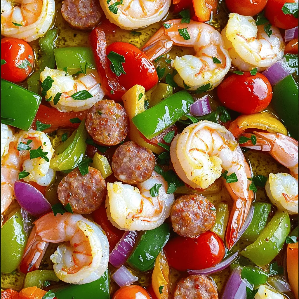 Sheet Pan Cajun Shrimp &#038; Turkey Sausage Veggies Delight