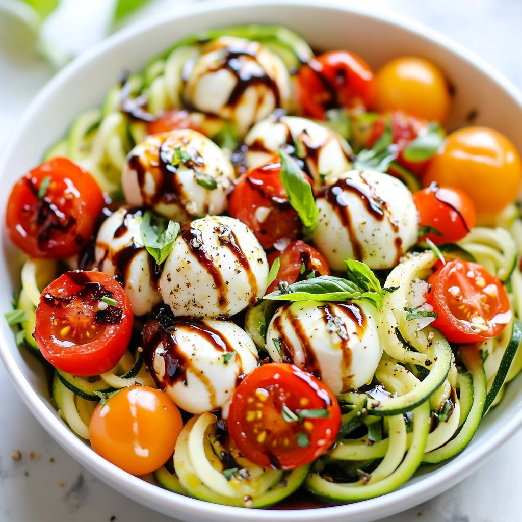 Spiralized Zucchini Caprese Salad Fresh and Flavorful