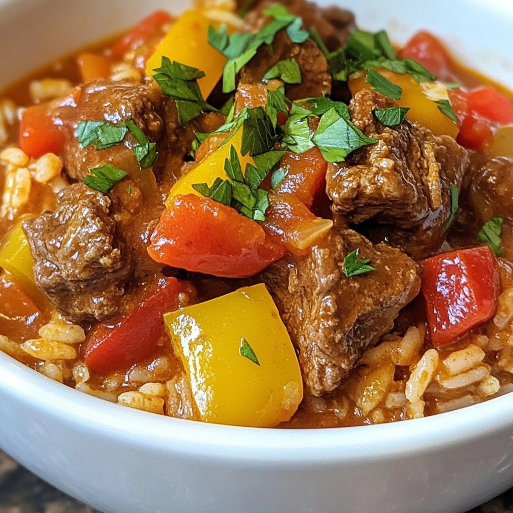 Slow Cooker Beef and Bell Pepper Jambalaya Delight