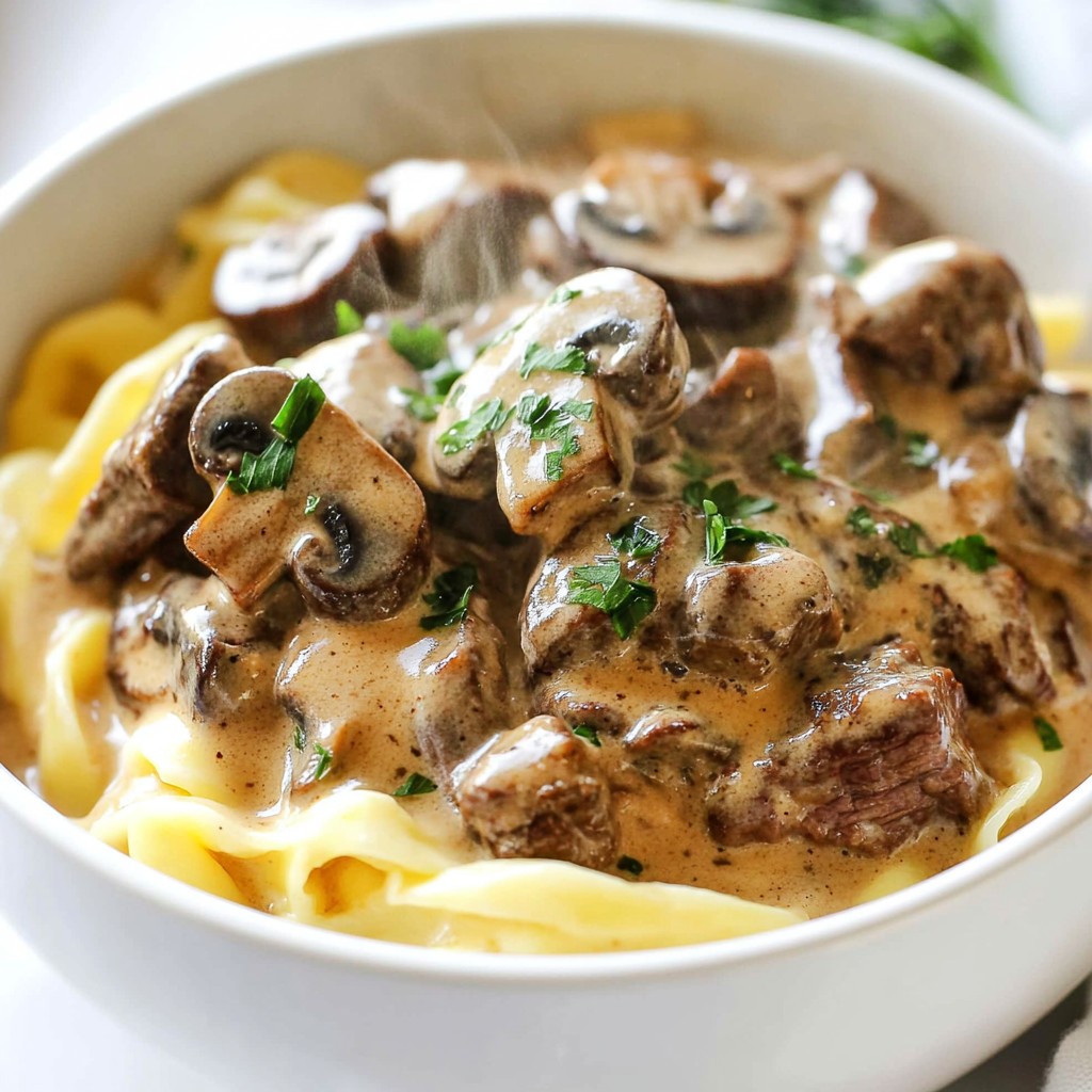 Slow Cooker Beef and Mushroom Stroganoff Delight