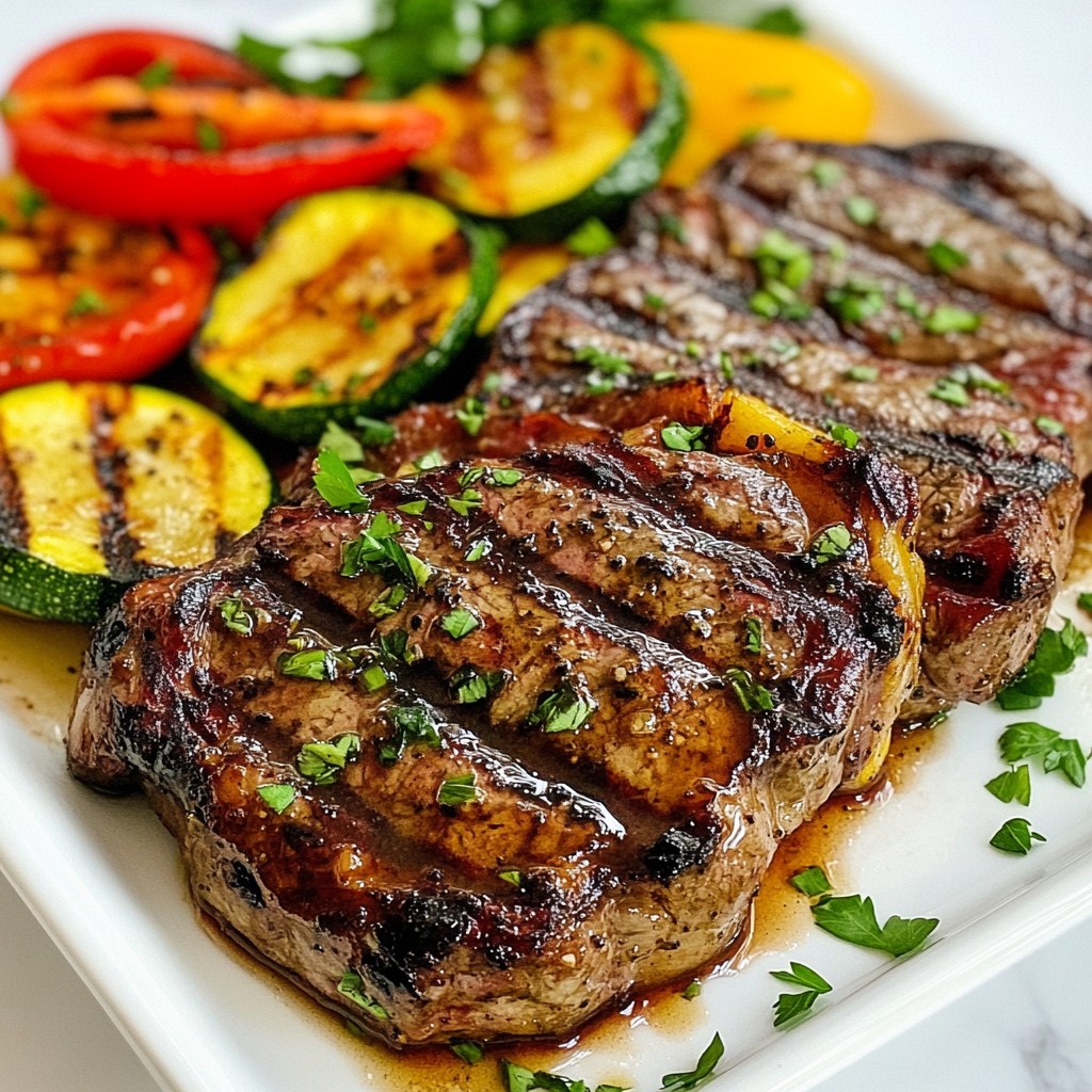 Honey Garlic Grilled Steak with Veggies Delight