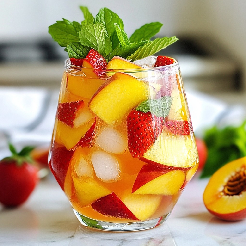 Strawberry Peach Sangria Mocktail Refreshing Drink Recipe