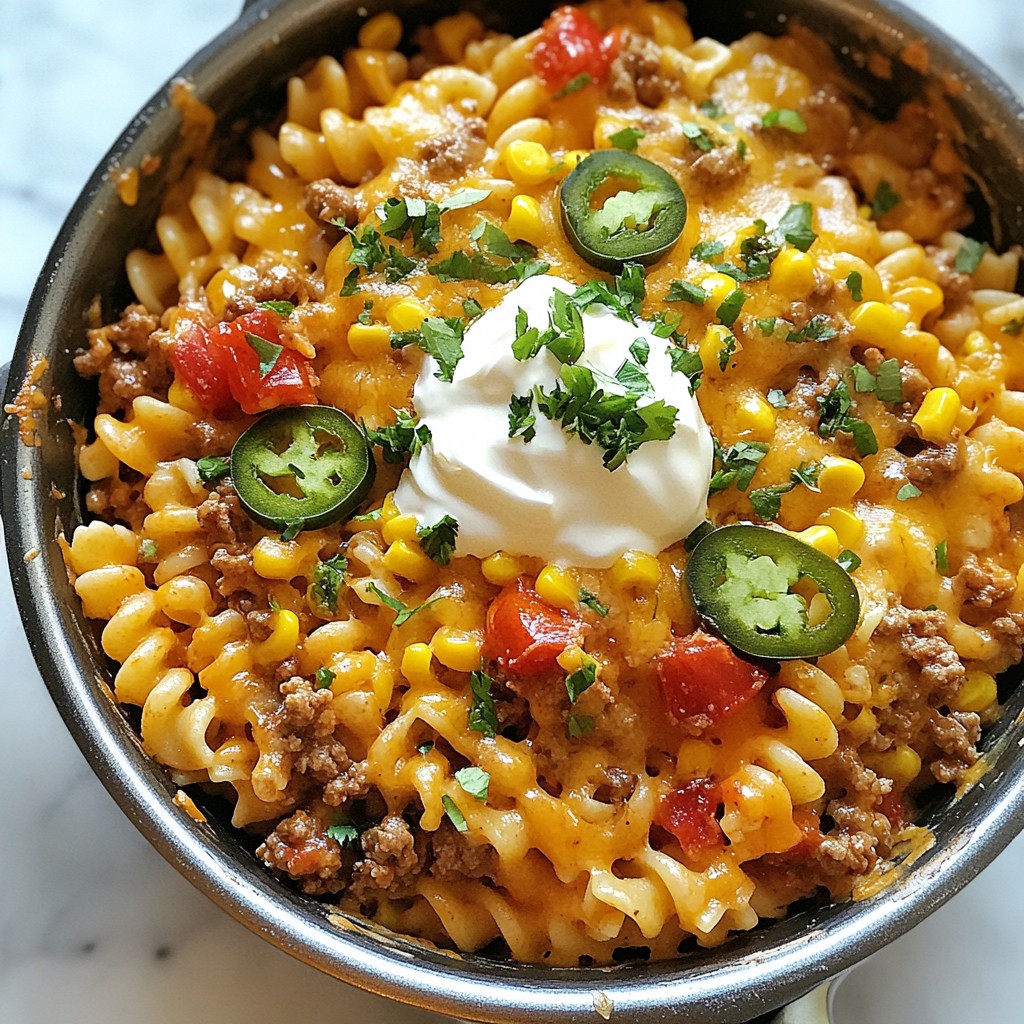 Cheesy Taco Pasta Skillet Quick and Tasty Dinner Dish