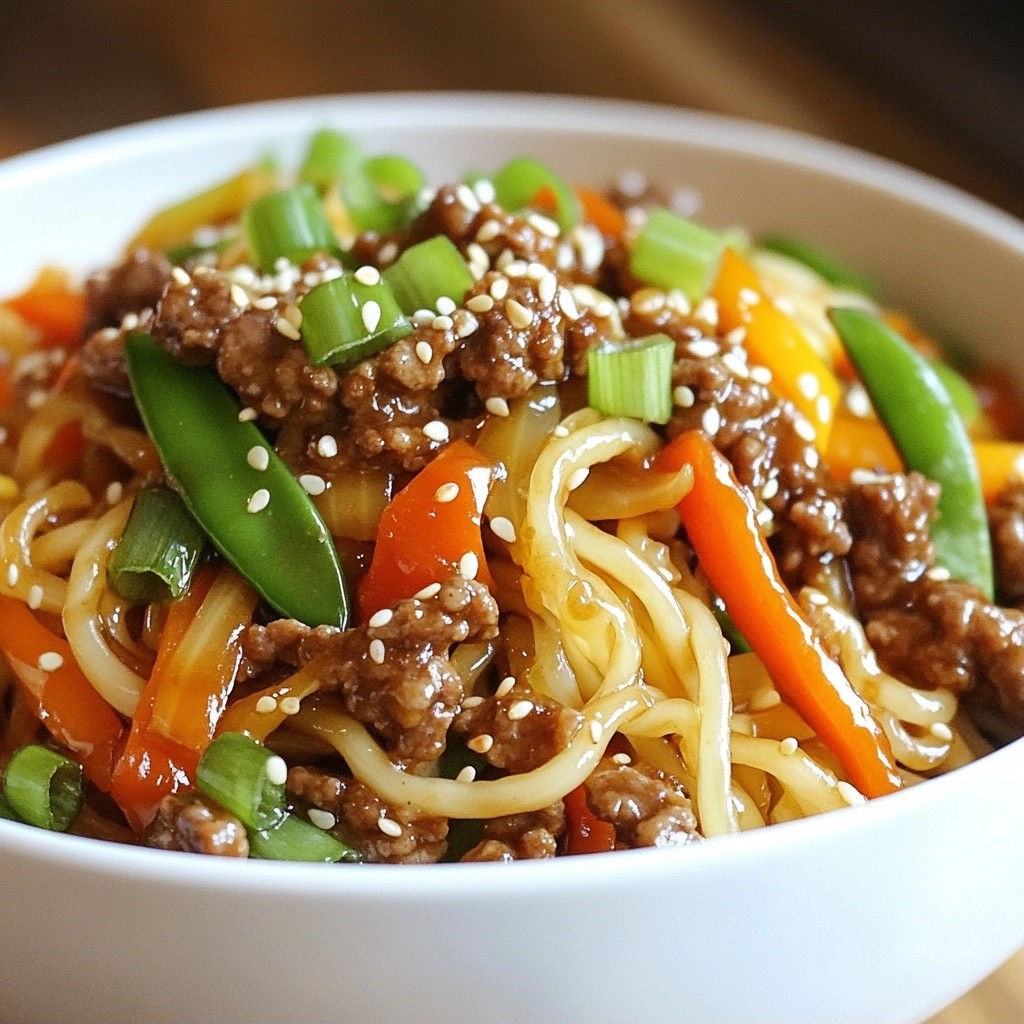 Teriyaki Ground Beef and Noodle Stir Fry Recipe