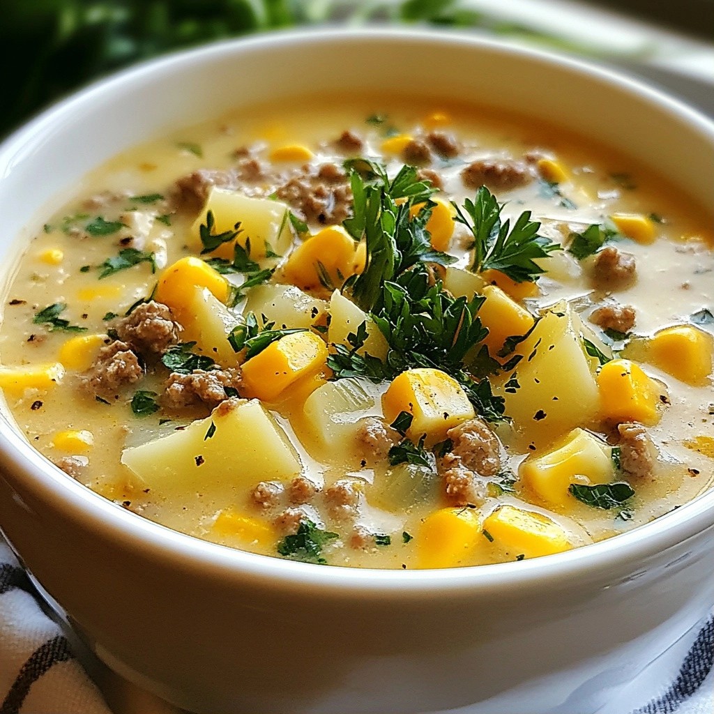 Frugal Ground Beef and Corn Chowder Recipe Delight