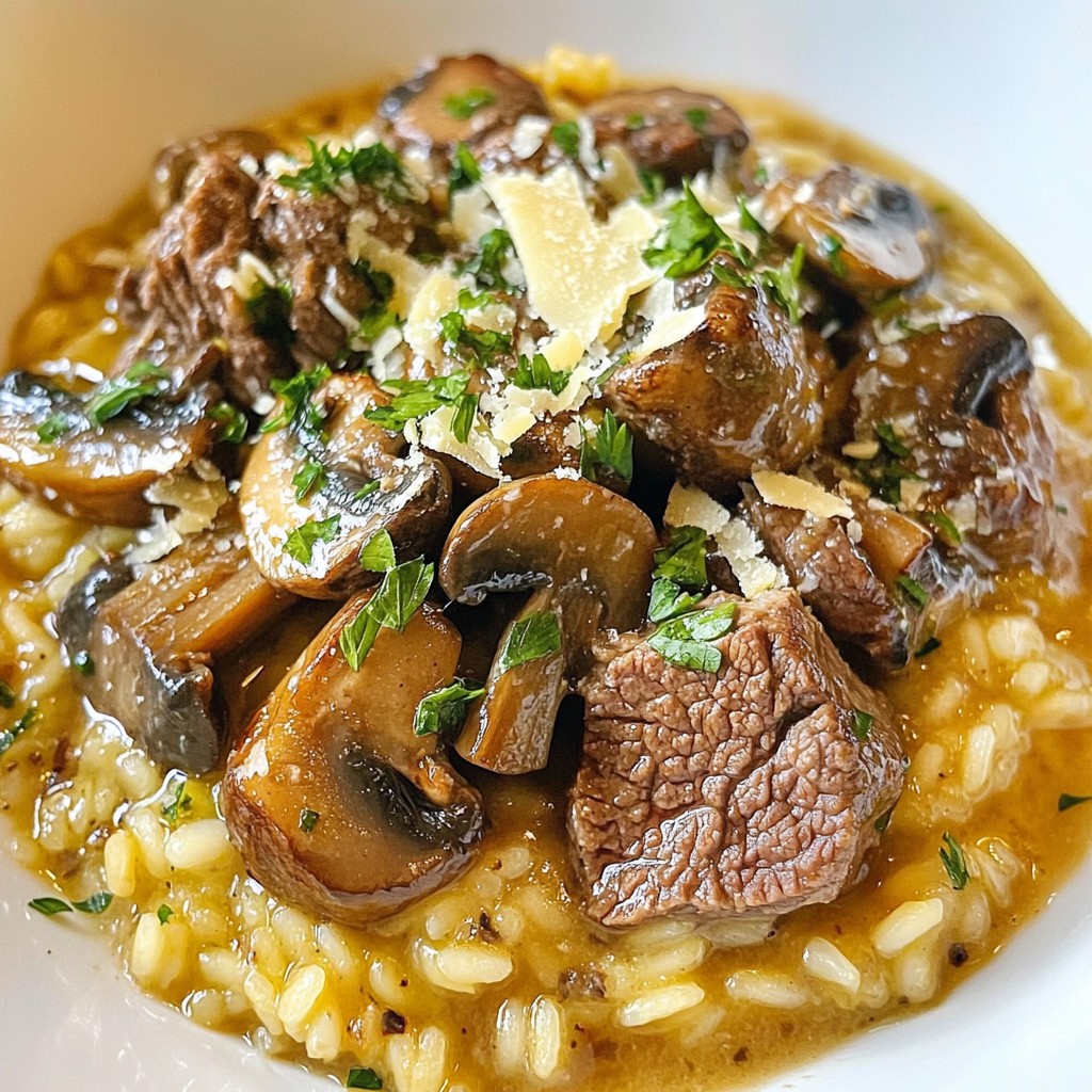 Slow Cooked Beef and Mushroom Risotto Delight