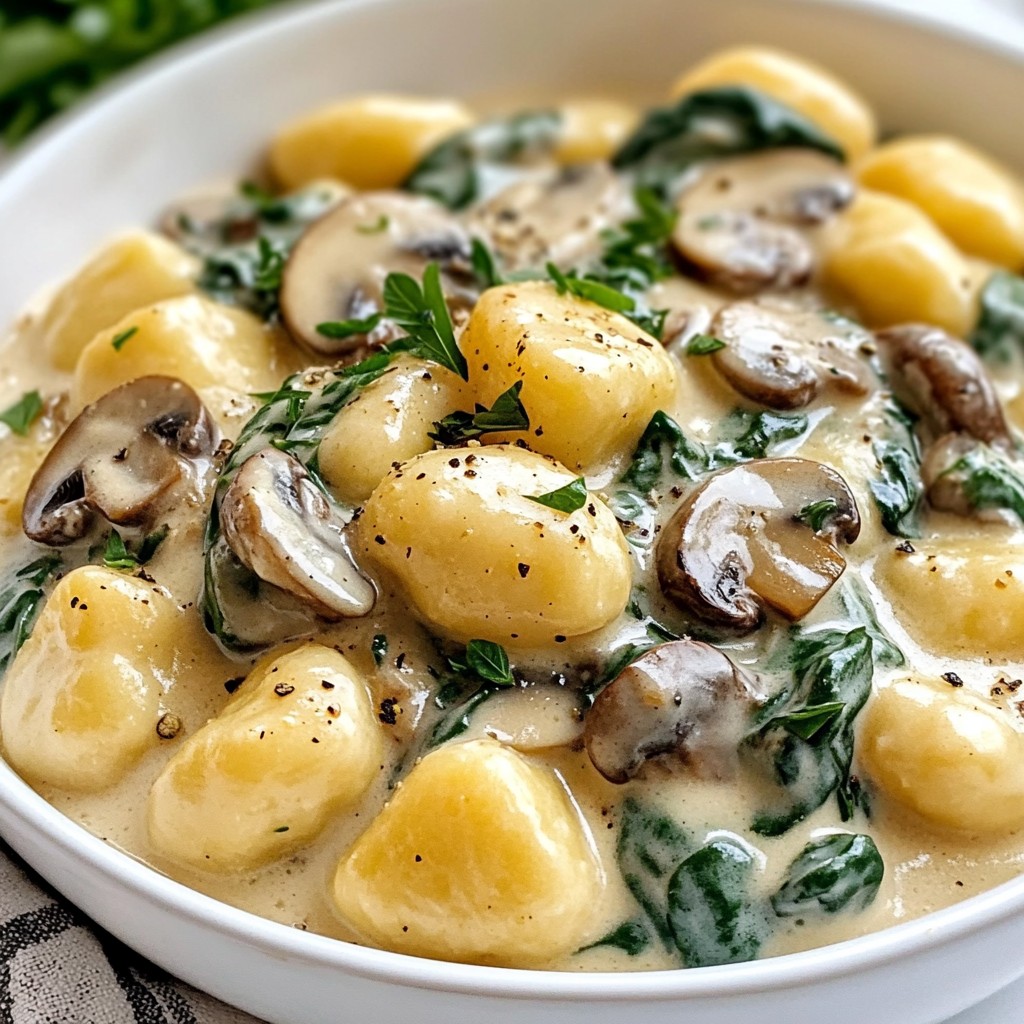 Creamy Mushroom Spinach Gnocchi Delightful Dinner Option