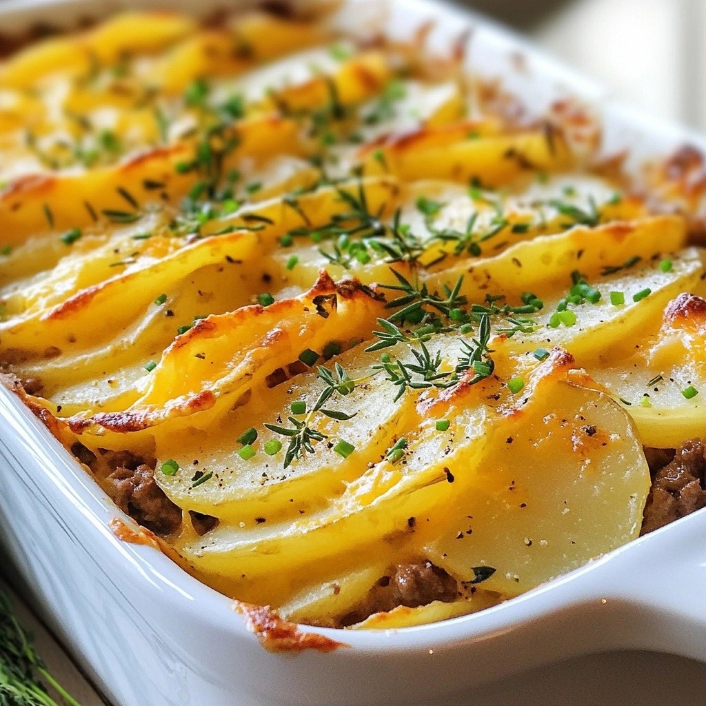 Rustic Beef and Cheddar Potato Bake Comforting Delight