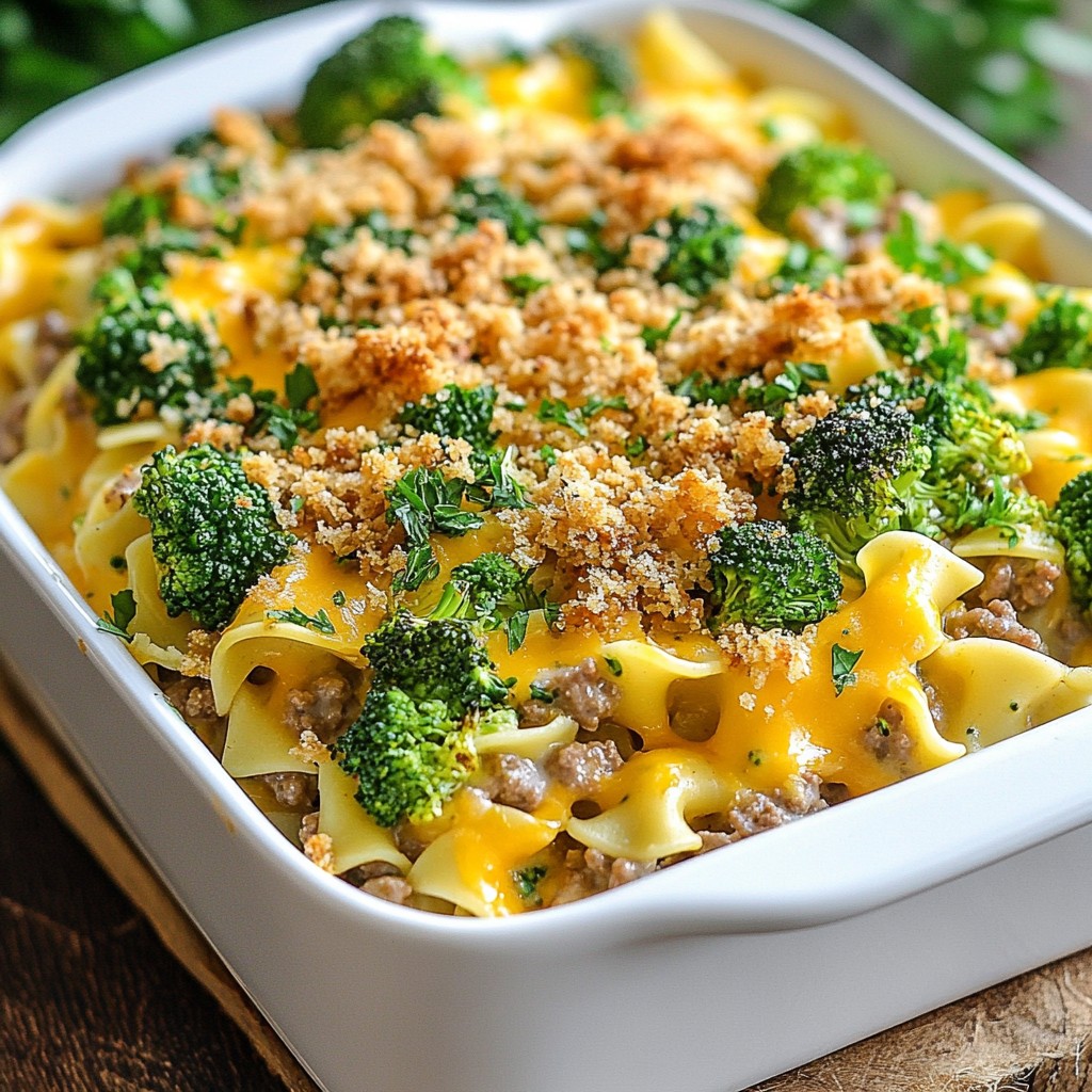 Creamy Beef and Broccoli Noodle Casserole Delight