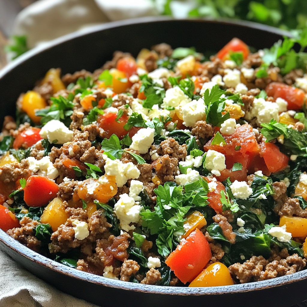 Zesty Ground Beef and Spinach Skillet Delight