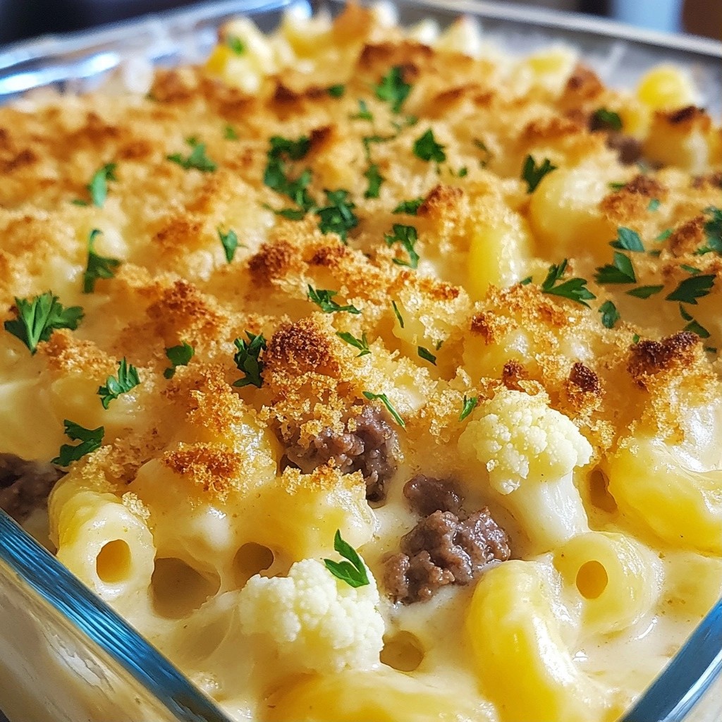 Savory Beef and Cauliflower Mac and Cheese Delight