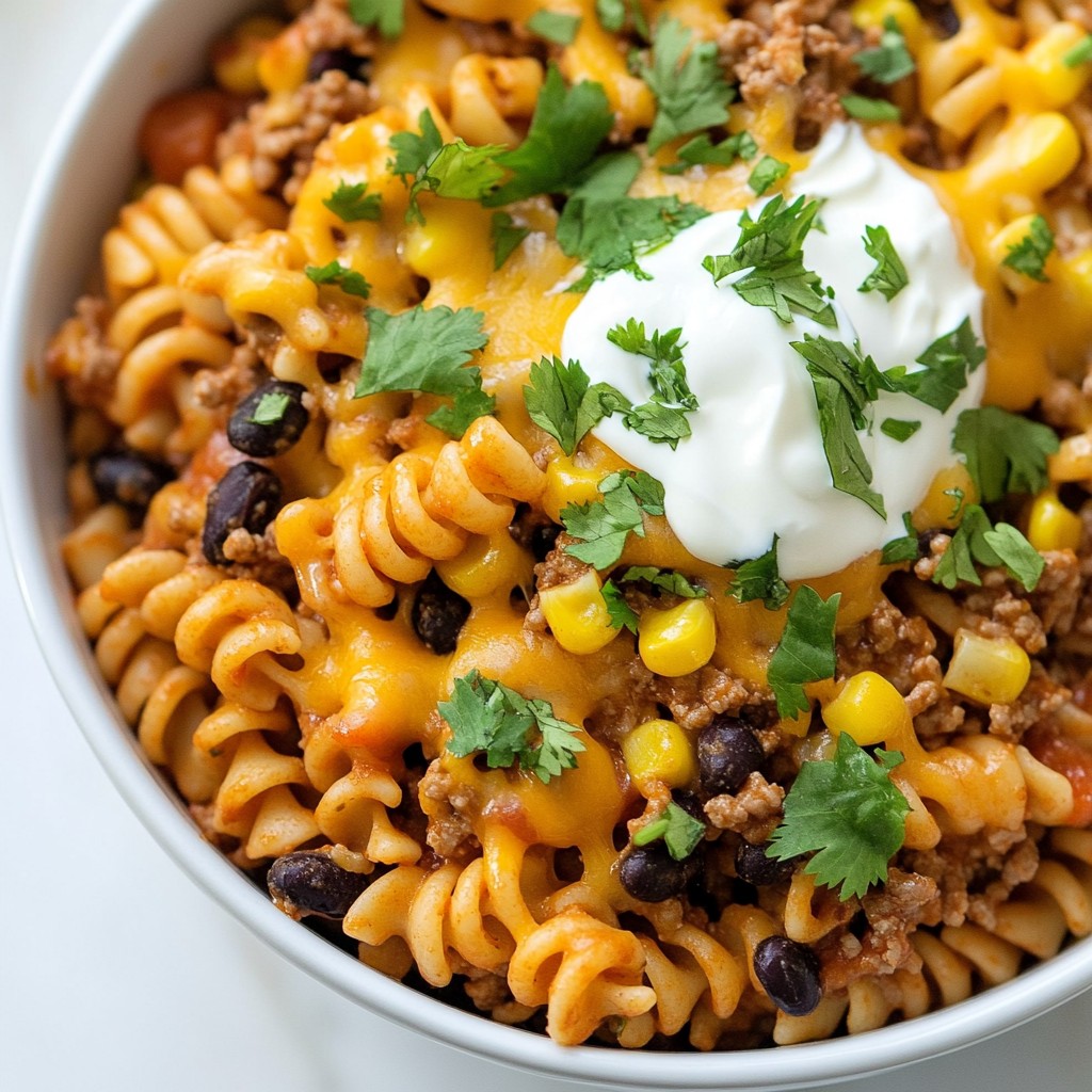 Cheesy Taco Pasta Skillet Hearty and Quick Meal