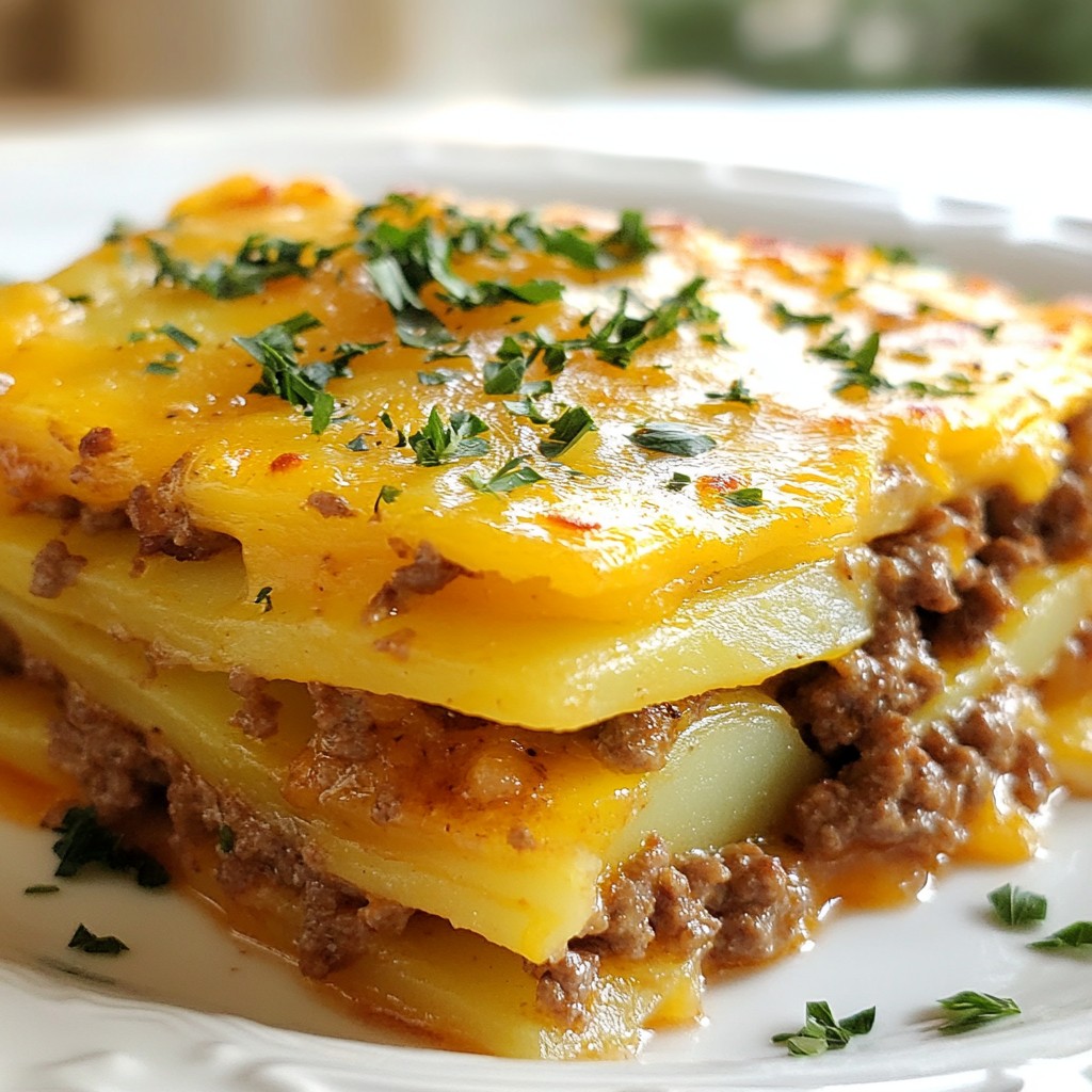 Layered Beef and Potato Casserole Comfort Dish