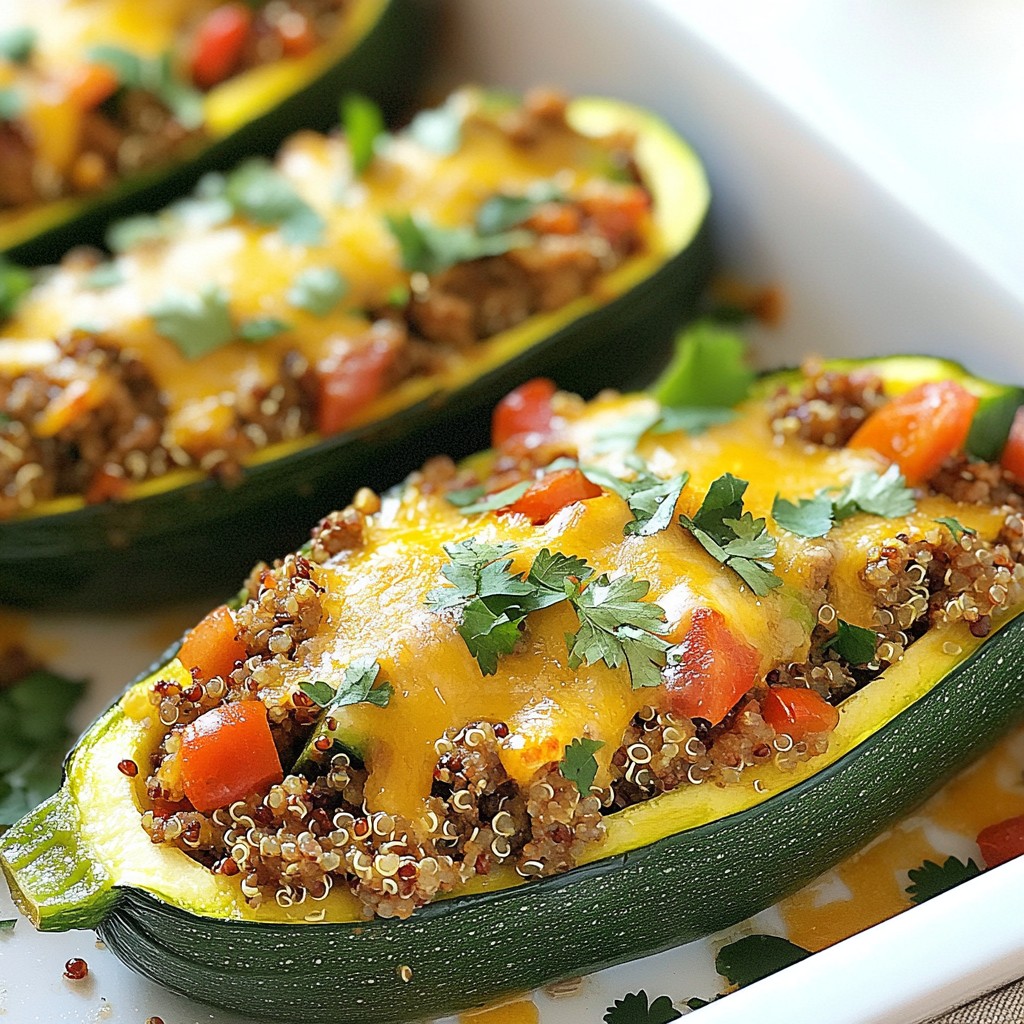 Zesty Ground Beef and Quinoa Stuffed Zucchini Delight