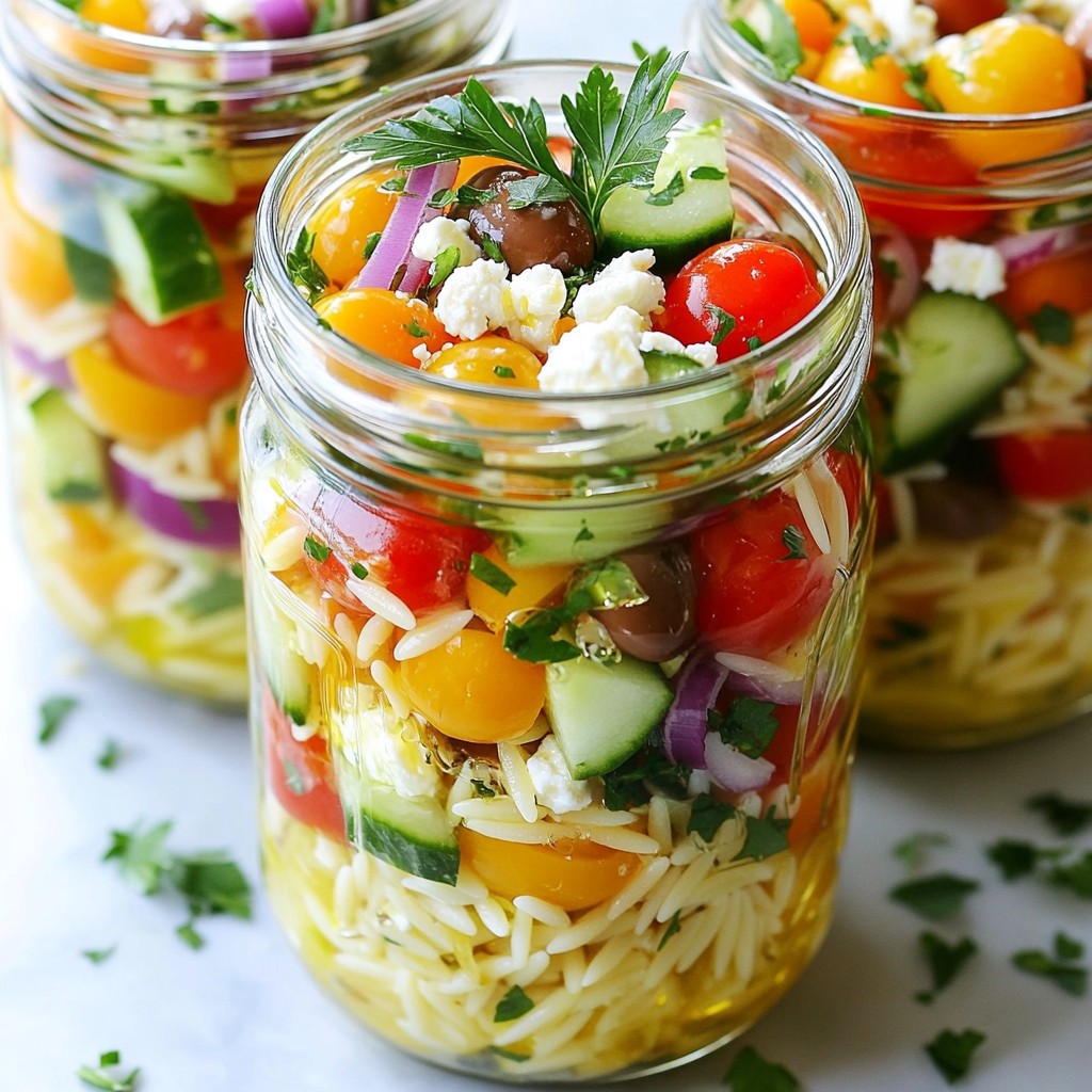 Orzo Greek Salad Jars Fresh and Flavorful Meal Prep