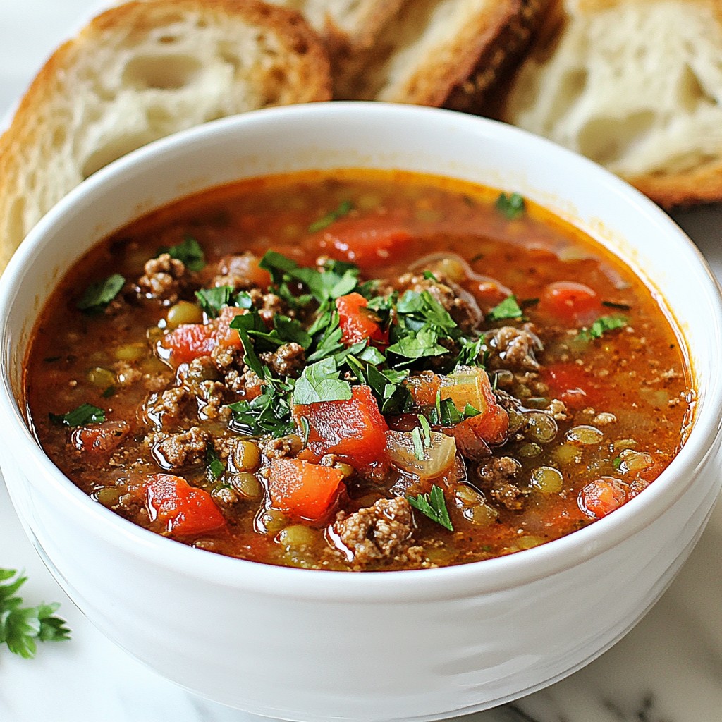 Savory Ground Beef and Lentil Soup Delightful Meal