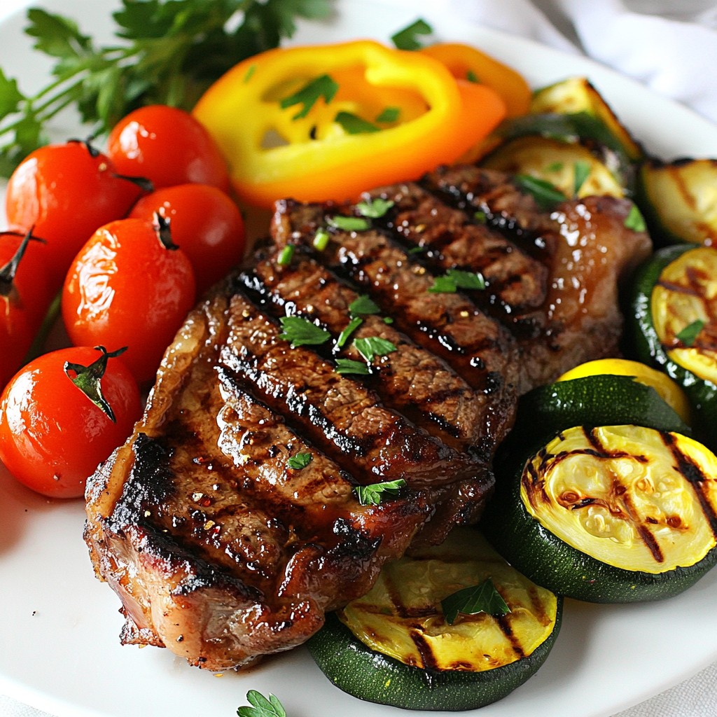 Honey Garlic Grilled Steak with Veggies Delight
