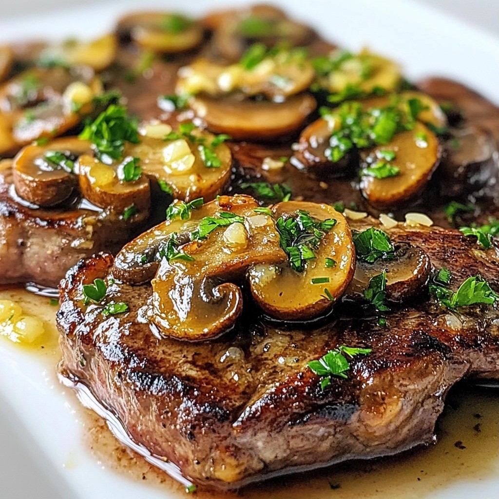 Pan-Seared Steak with Garlic Mushrooms Delight