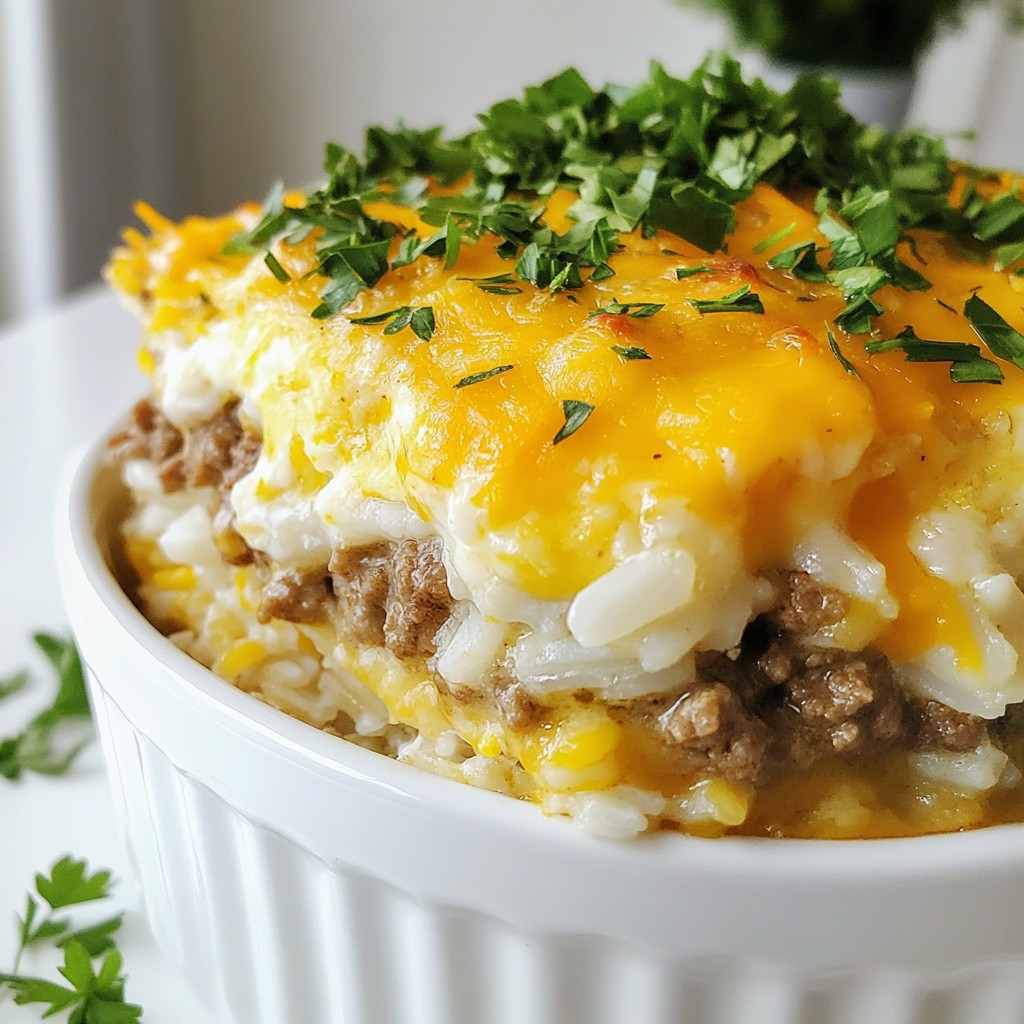 Cheesy Beef and Rice Casserole Flavorful Comfort Dish
