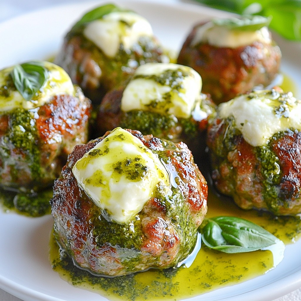 Pesto Mozzarella Stuffed Meatballs Flavorful Comfort Dish
