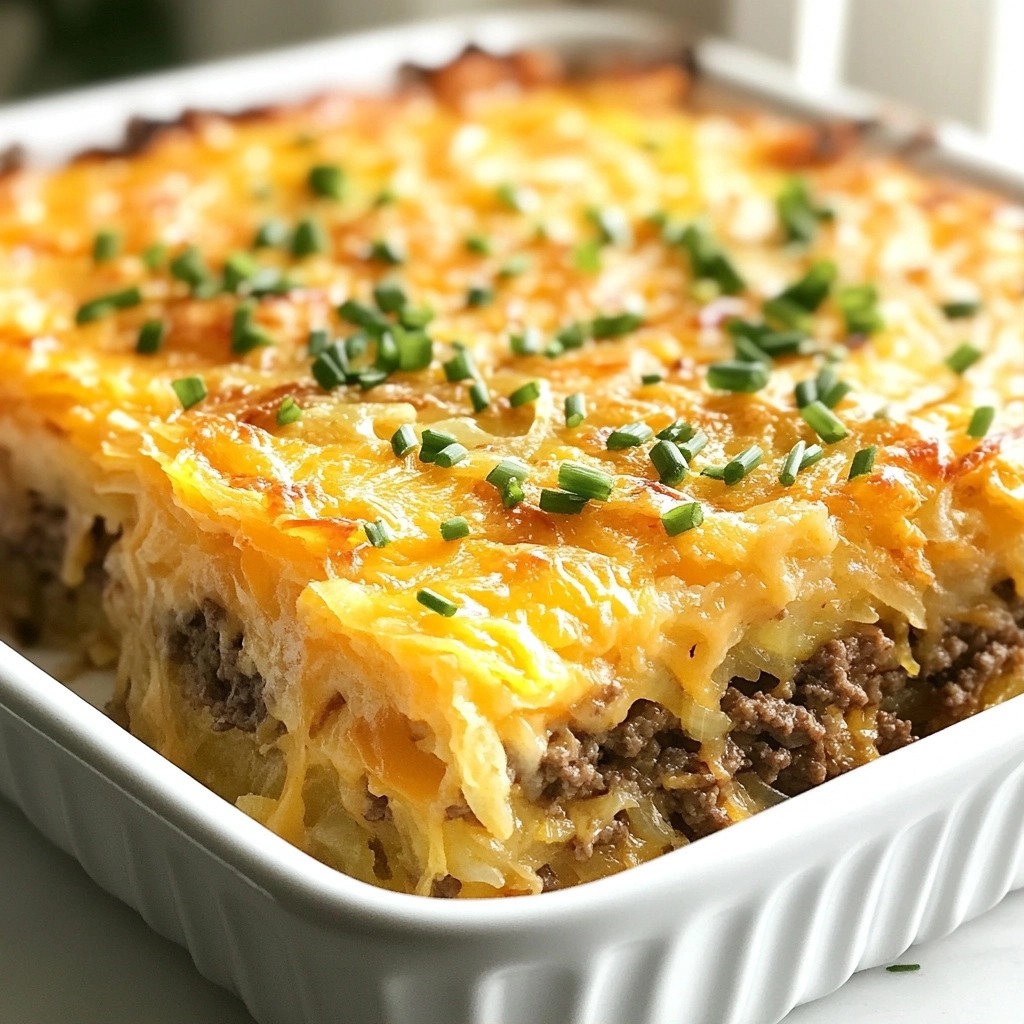 Hearty Cheddar and Beef Hashbrown Bake Delight