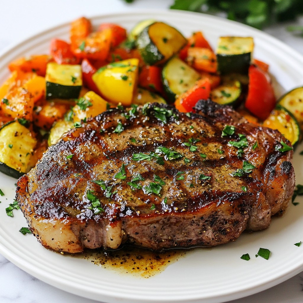 Cajun Butter Steak with Roasted Vegetables Delight