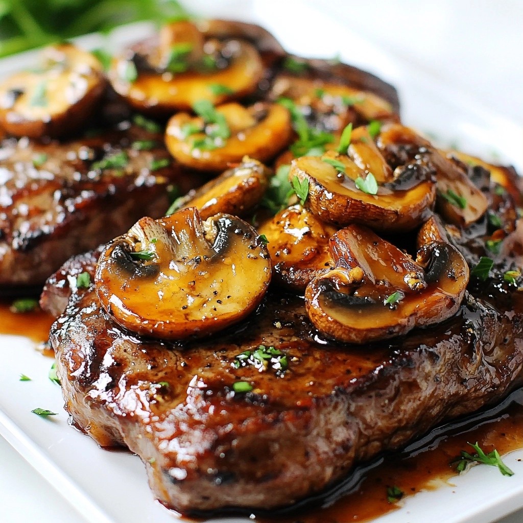 Juicy Balsamic Glazed Steak with Mushrooms Recipe