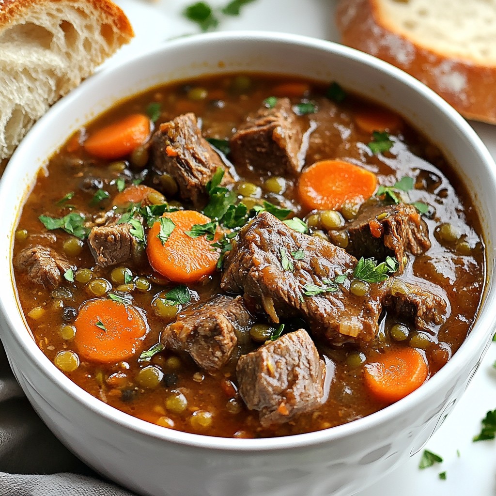 Hearty Slow Cooker Beef and Lentil Stew Recipe