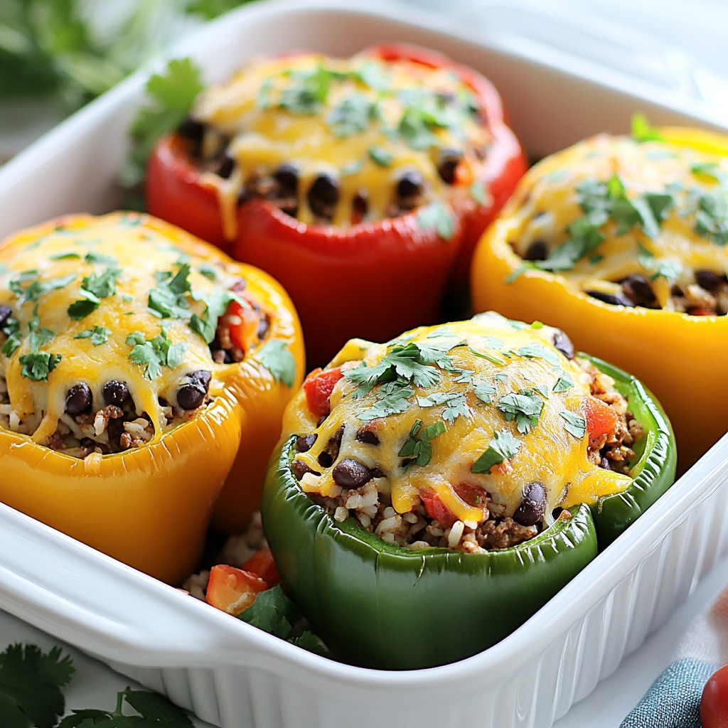 Spicy Ground Beef and Rice Stuffed Peppers Delight
