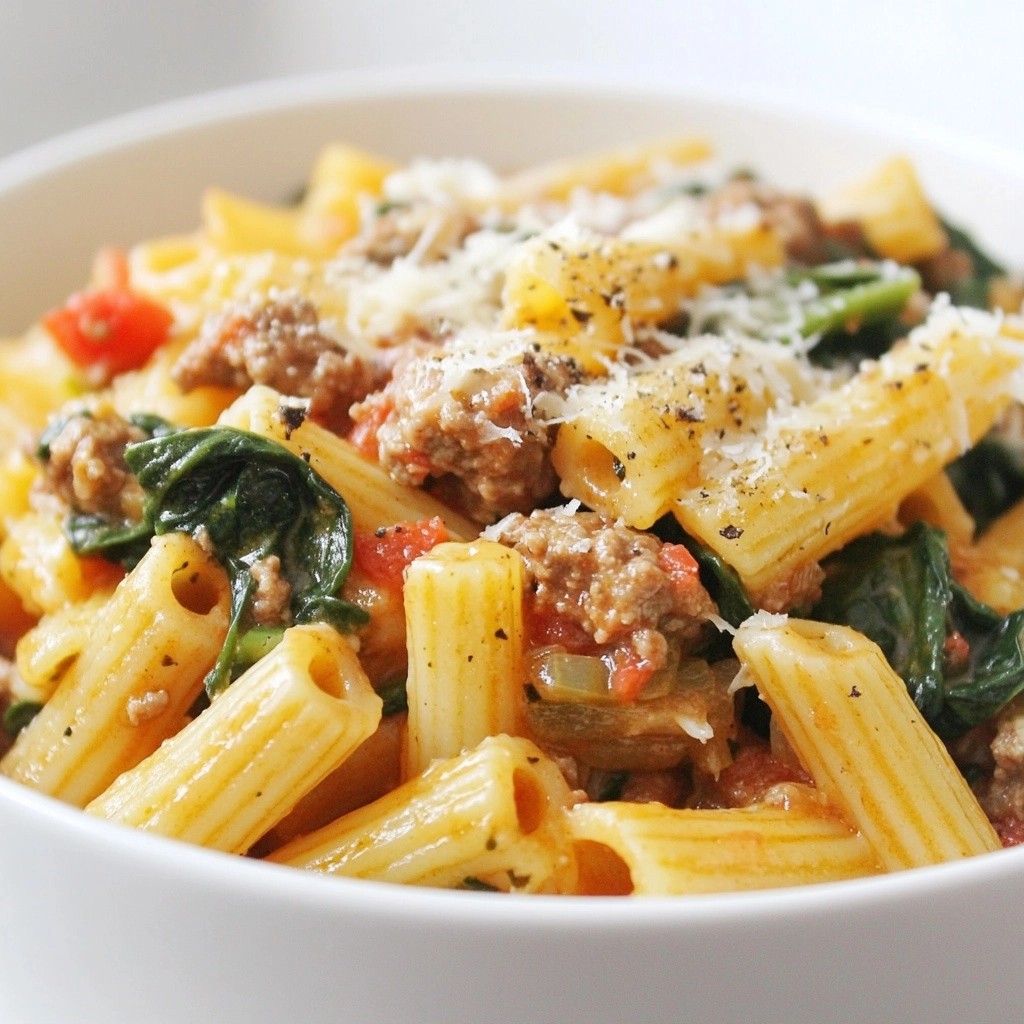 Frugal Ground Beef and Spinach Pasta Delightful Meal