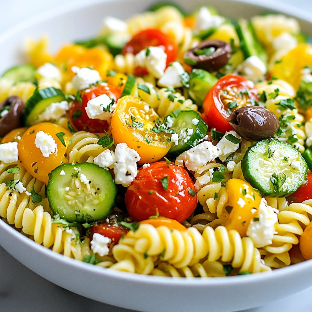 Greek Tomato Cucumber Pasta Salad Tasty Summer Dish