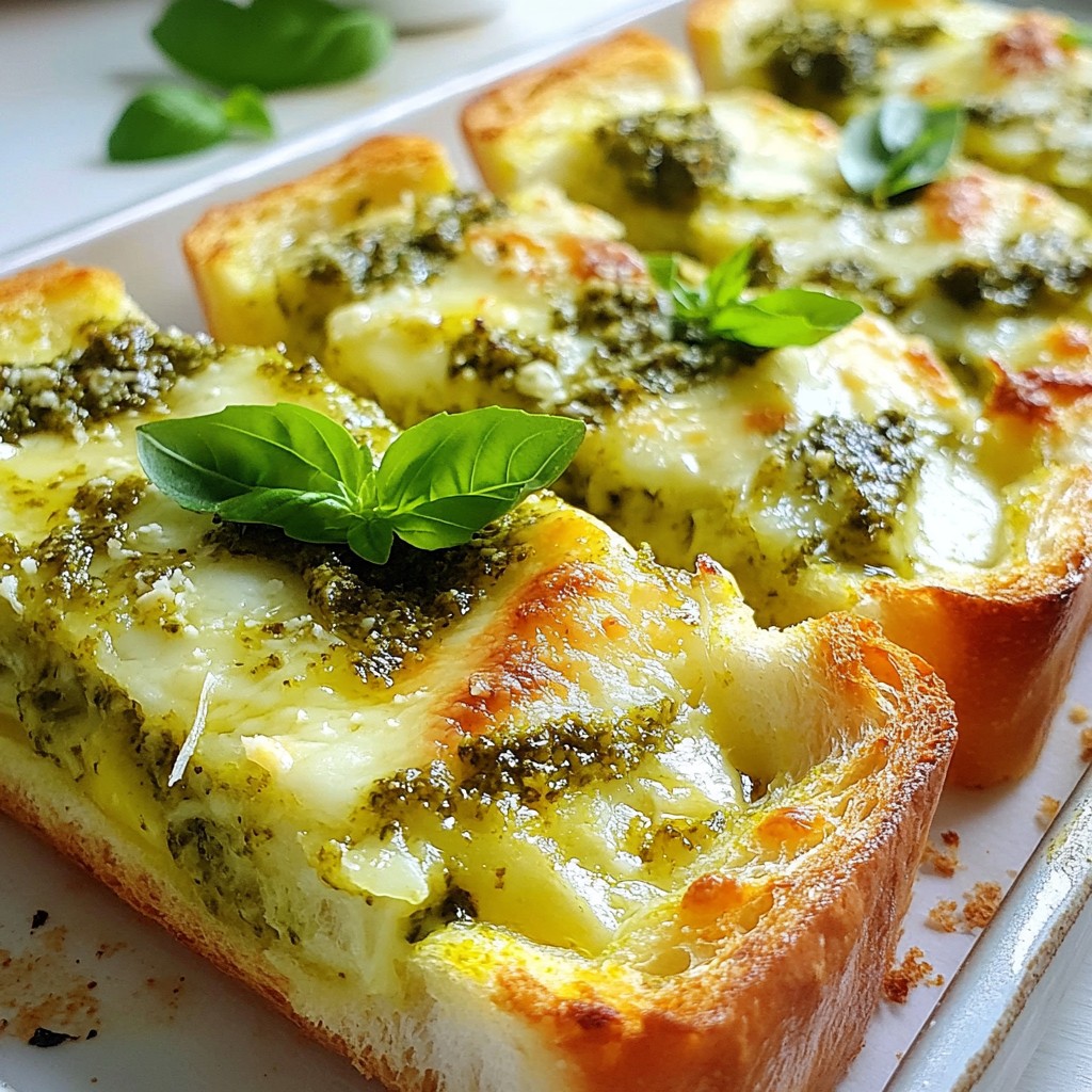 Cheesy Pesto Stuffed Garlic Bread Flavorful Delight